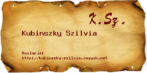 Kubinszky Szilvia névjegykártya